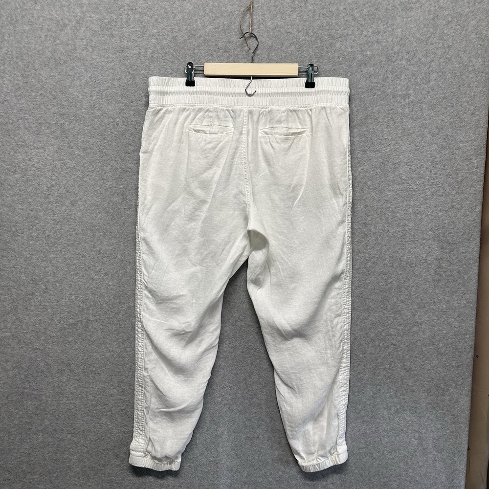 Athleta Cabo Tide 100% Linen Jogger Pants White Womens Size 16 Drawstring Pullon - Picture 9 of 16